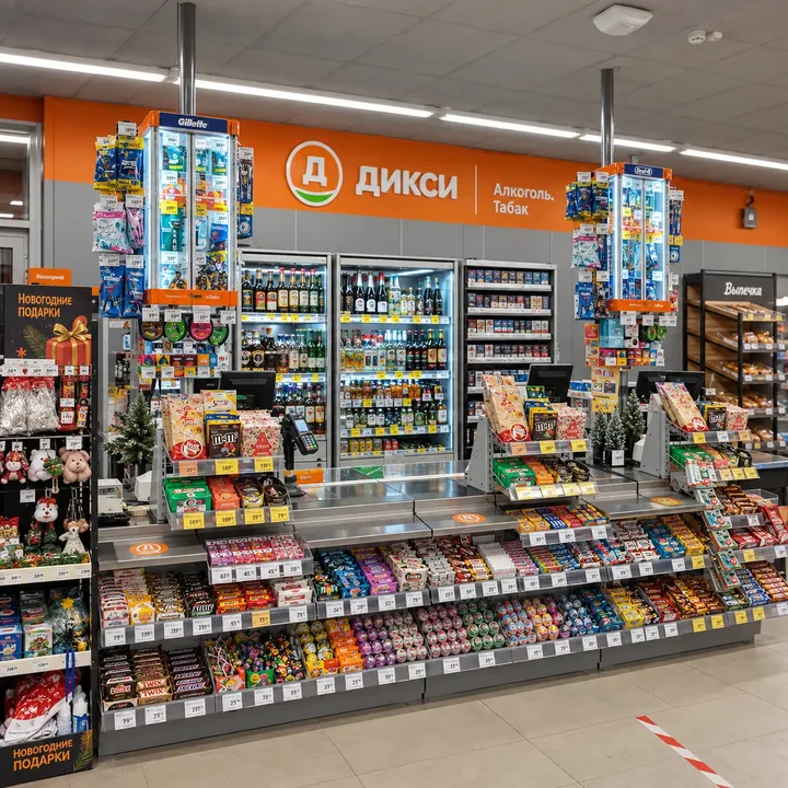Витрины с алкоголем в магазине «Дикси»